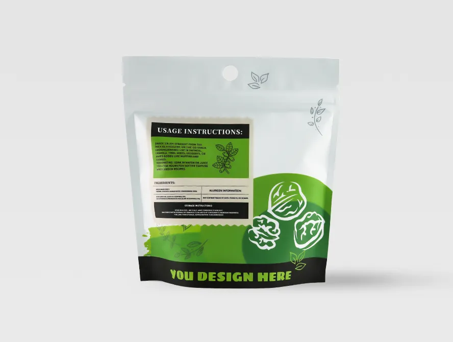 Back view of dry fruits packaging