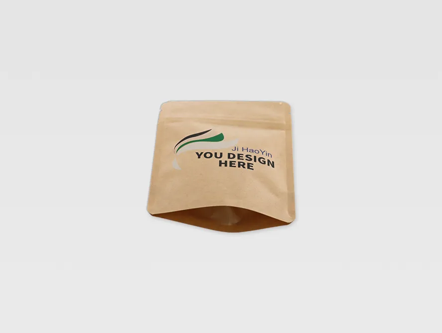 Bottom view of kraft paper pouch bag