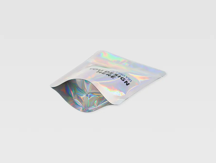 Bottom view of holographic mylar bag