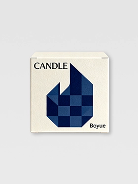 Luxury navy blue candle box with minimalist droplet logo (2)