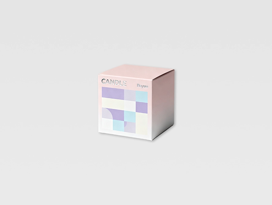 Soft pink candle box with gradient watercolor pattern