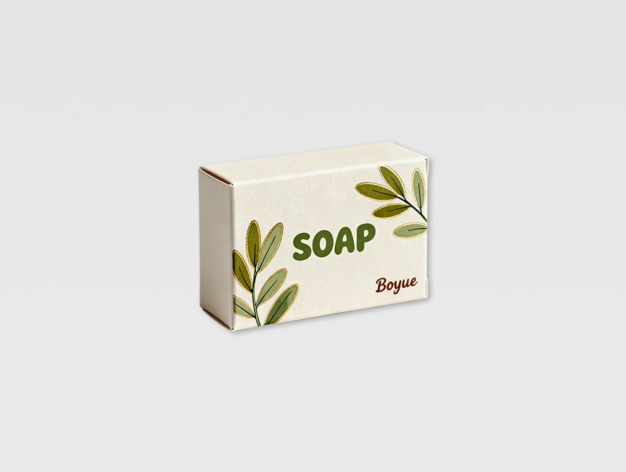 Eco friendly kraft soap box with olive leaf illustration