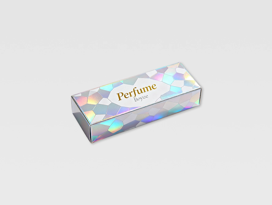 Rectangular holographic tuck end box with rainbow shine finish