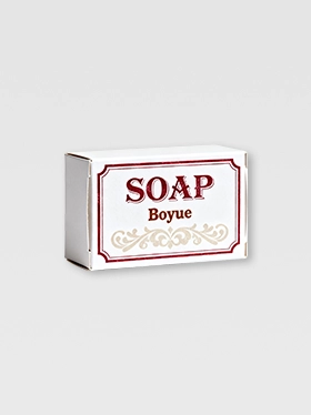Minimalist white soap packaging with red outlined label (2)