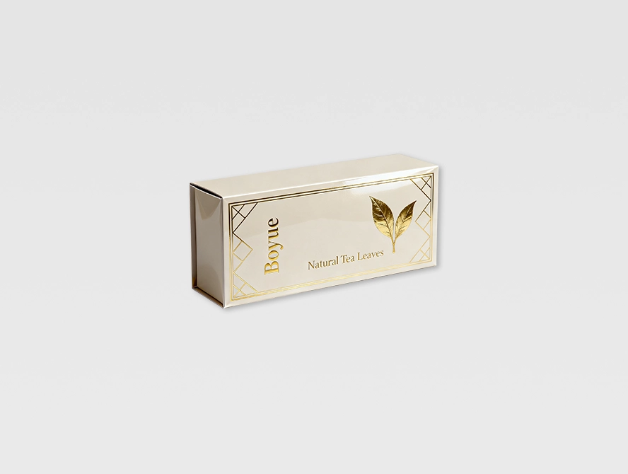 Minimal kraft tea packaging box with leaf cut out design