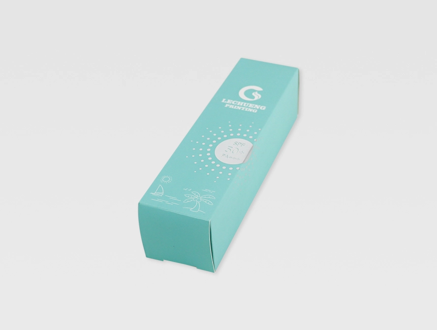 Tilted straight tuck end box revealing side and top structure