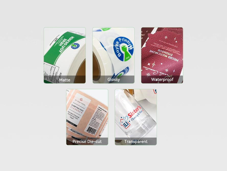 Label size and details chart with sample tags