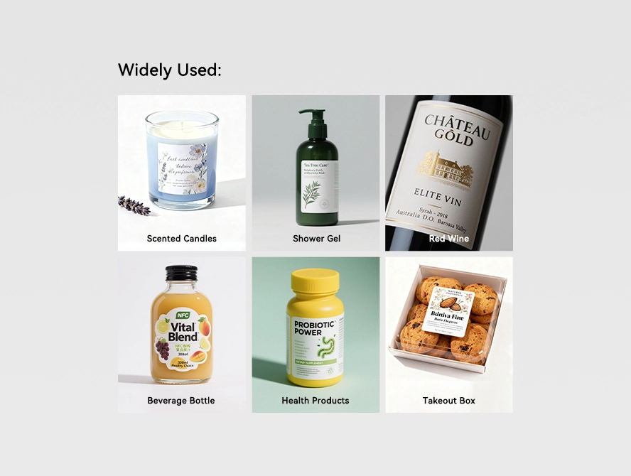 Printed labels applied on different product surfaces