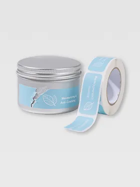 Blue waterproof permanent sticker on cosmetic container with roll (2)