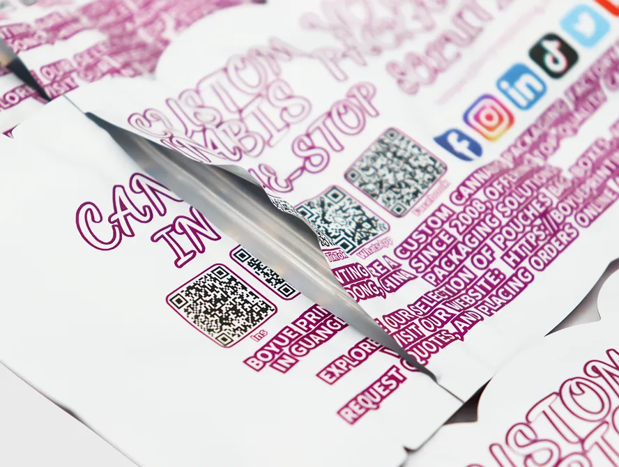 Printed cannabis flat pouch details