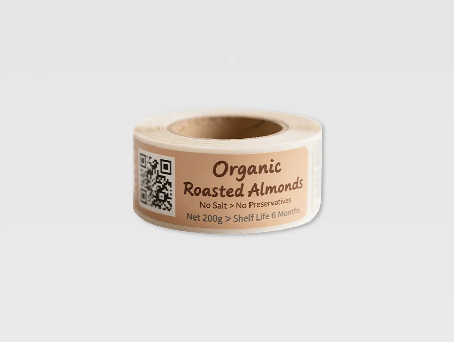 Kraft paper qr code stickers on roll for eco friendly packaging