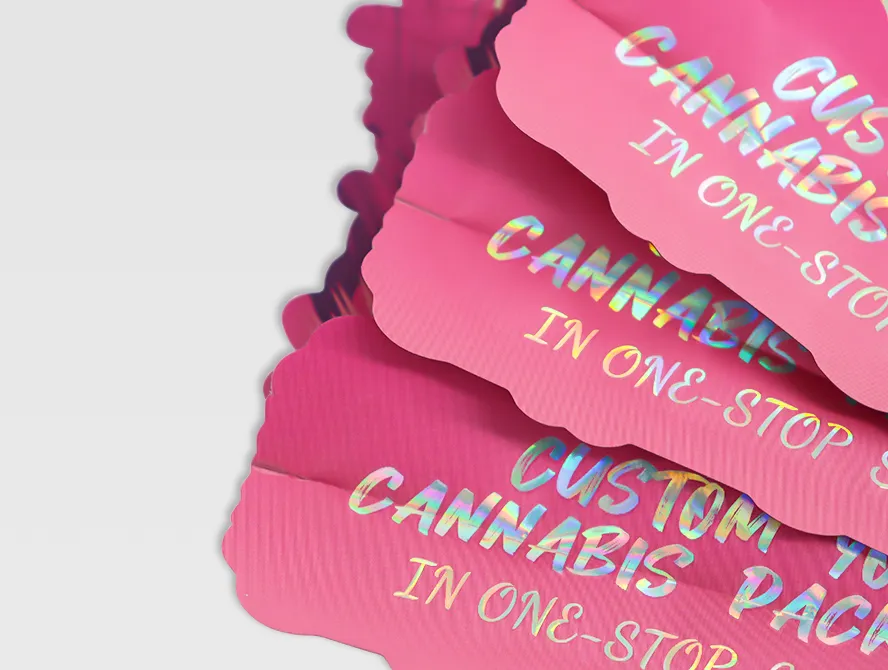 Closeup of custom printed weed mylar bag