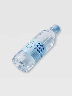 Clear water bottle with blue printed branding label (2)