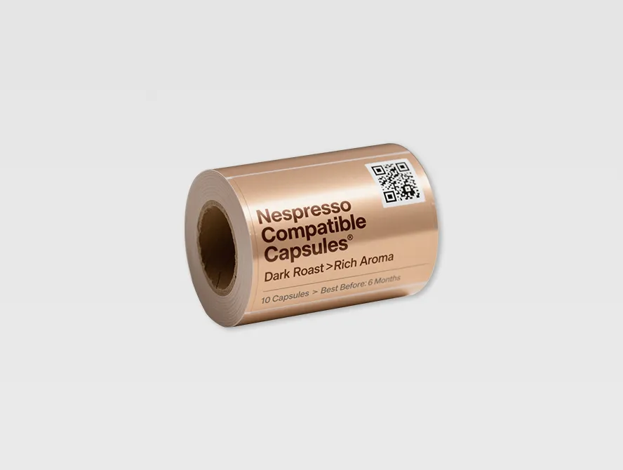 Brown color qr code label roll for sustainable product branding