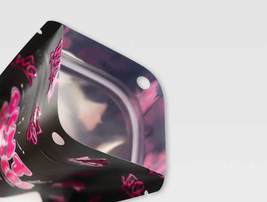 Inside view of cannabis stand up pouch