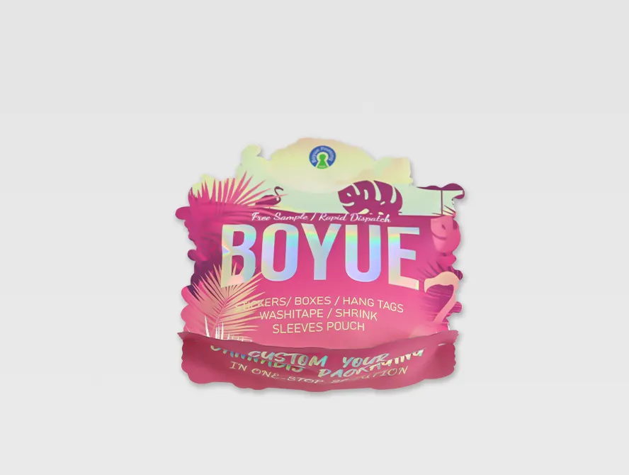 Front view of custom printed weed mylar bag