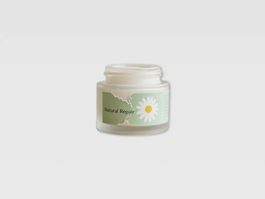 Matte permanent label on cream jar with minimalist design