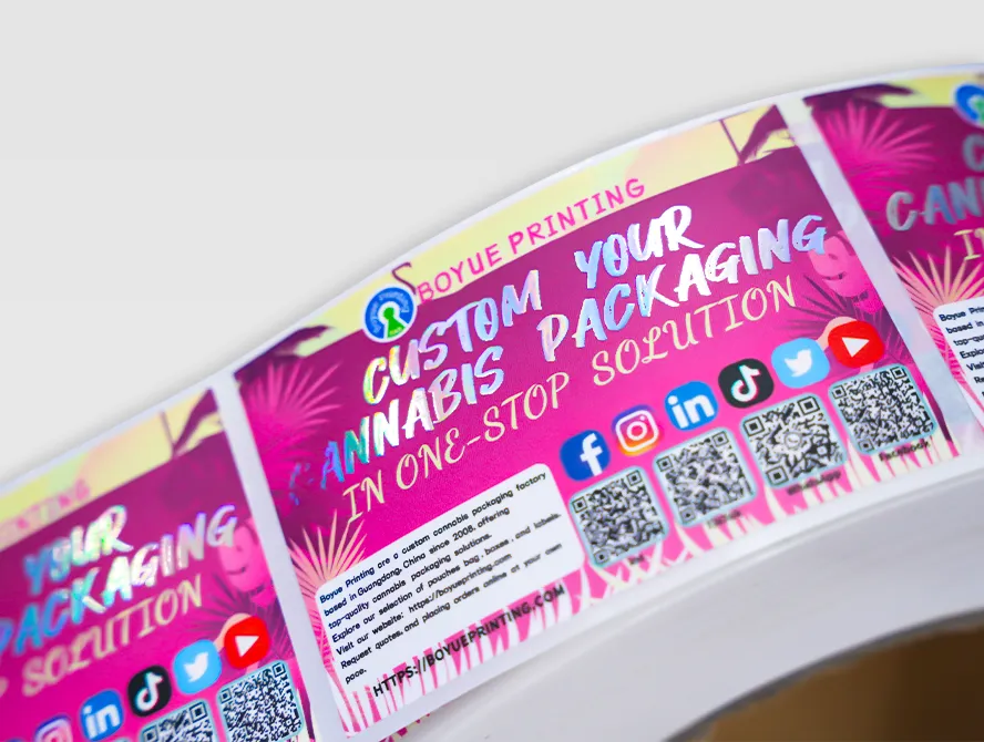 Custom printed pre roll label closeup