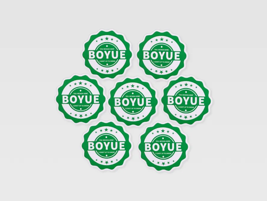 Multiple boyue branding stickers in circular layout
