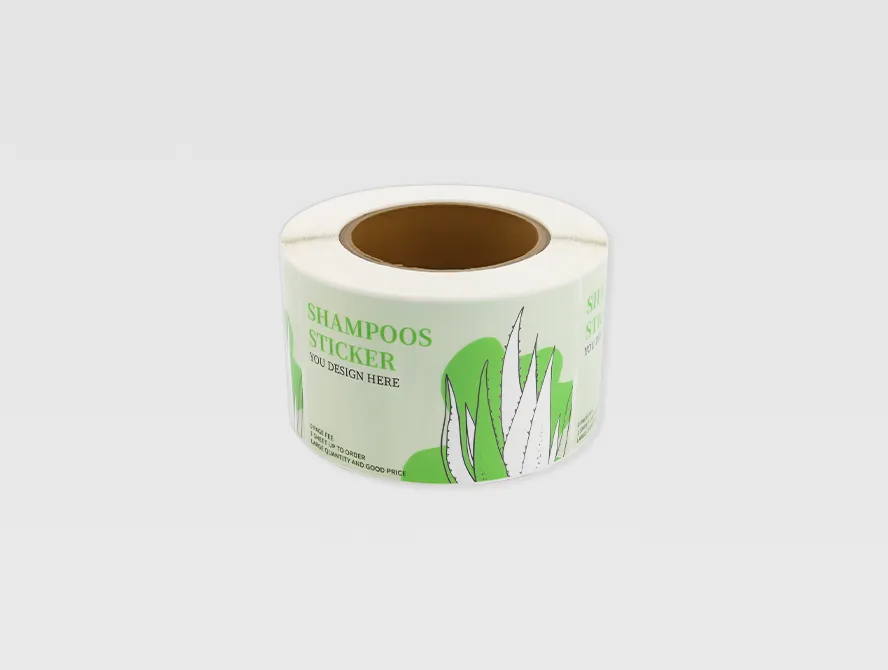 Shampoo label roll for cosmetic bottle packaging