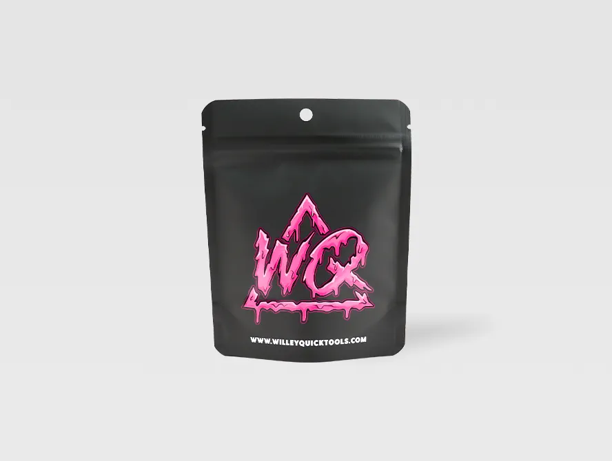 Back view of cannabis stand up pouch
