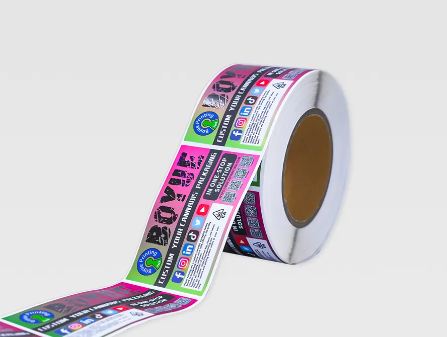 Pre roll labels on full sticker roll