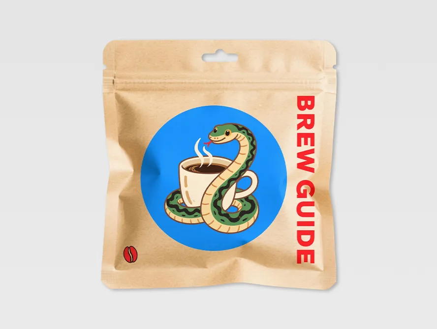 Brown kraft zip lock pouch with round blue custom print label