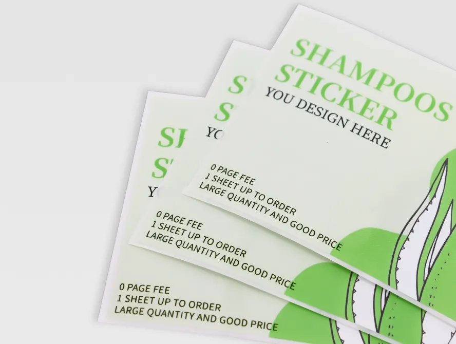 Closeup of printed shampoo label sheets