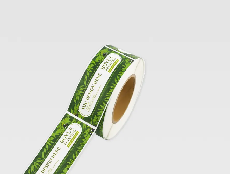 Roll of custom bottle labels for product packaging