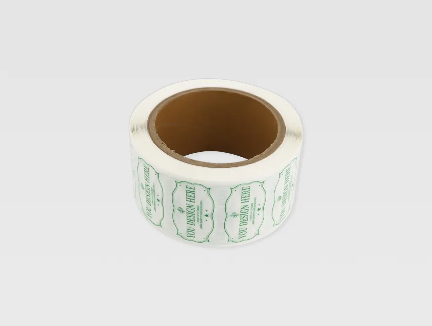 Candle label sticker roll for glass jars, minimalist green text design