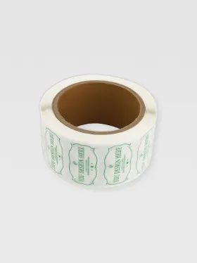 Candle label sticker roll for glass jars, minimalist green text design (2)