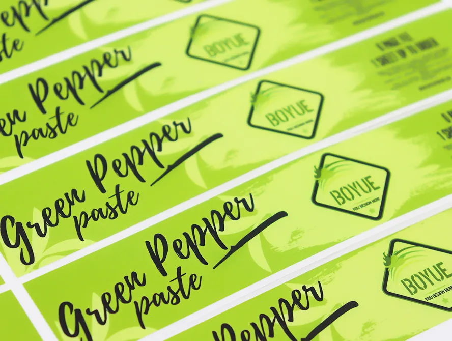 Custom food labels with neon green background
