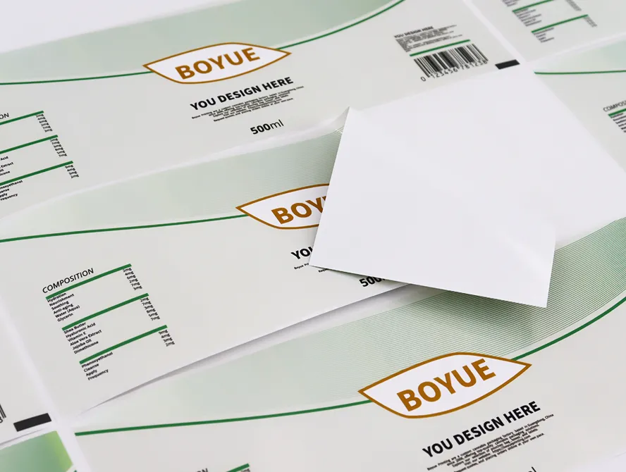 Custom product labels with matte finish and blank backing