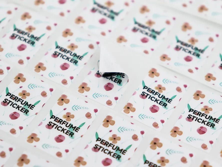 Close up of nail oil labels with fun graphics