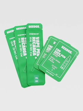 Green cannabis flat pouches with zip lock closure (2)