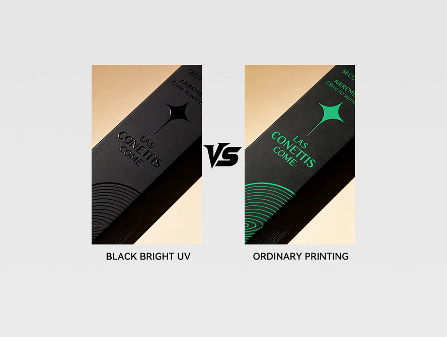 Logo printing comparison with and without uv spot finish