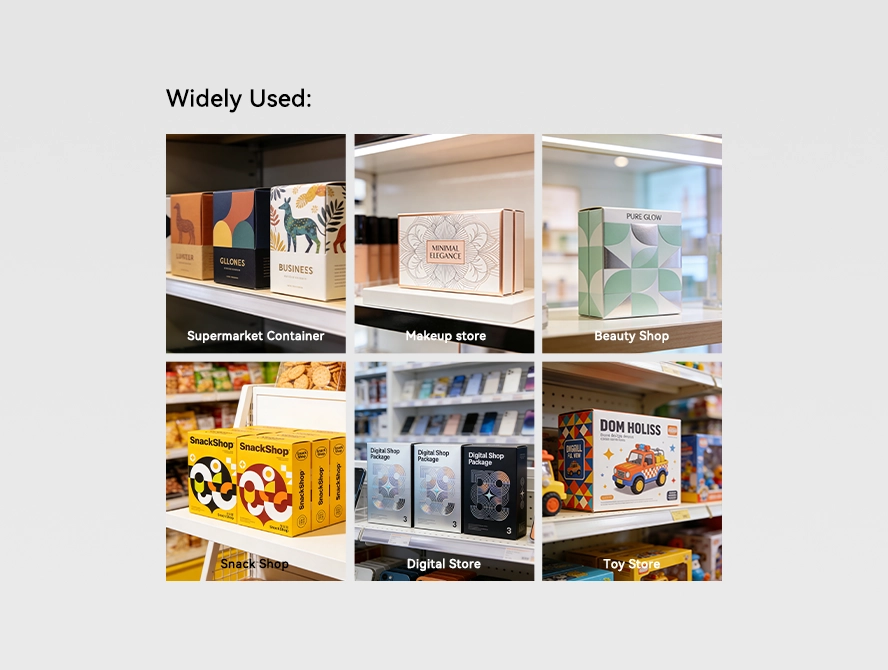 Printed packaging boxes in real product application scenes