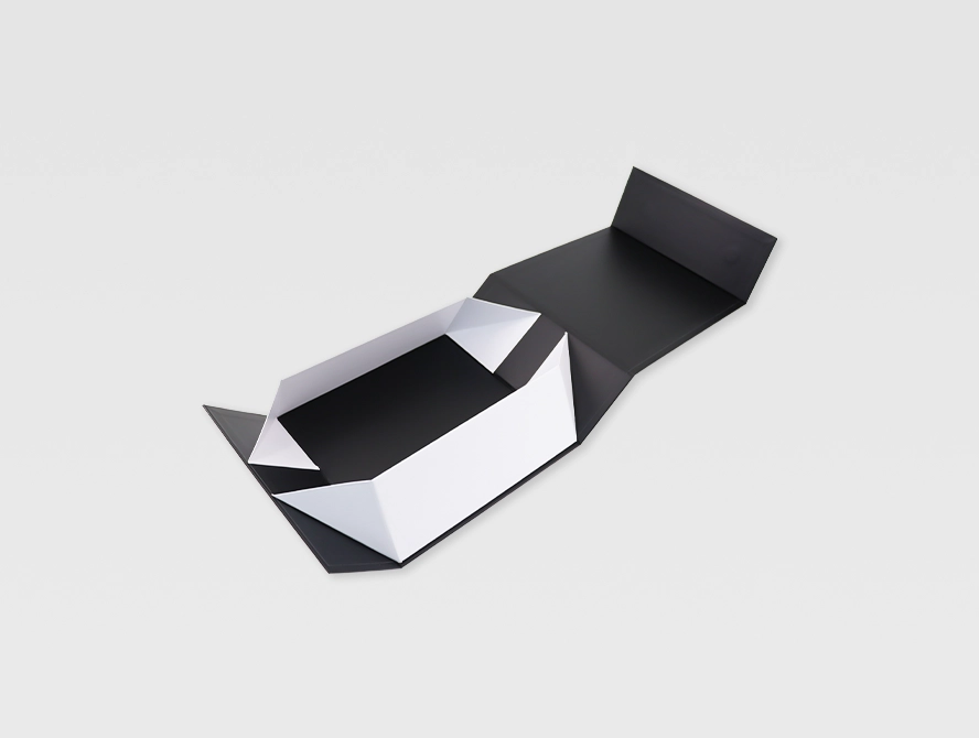 Book style rigid box with magnetic flip lid structure