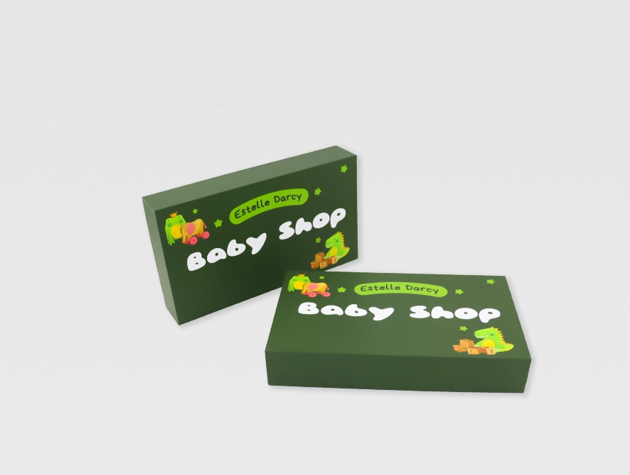 Two piece rigid box with lid and base structure