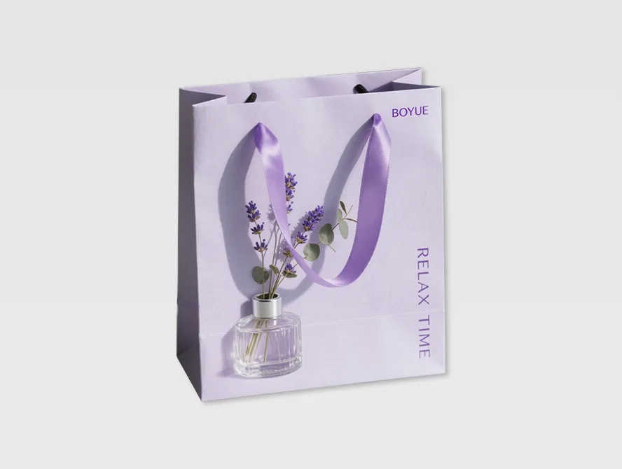 Purple custom gift bag with fashion design and matte finish