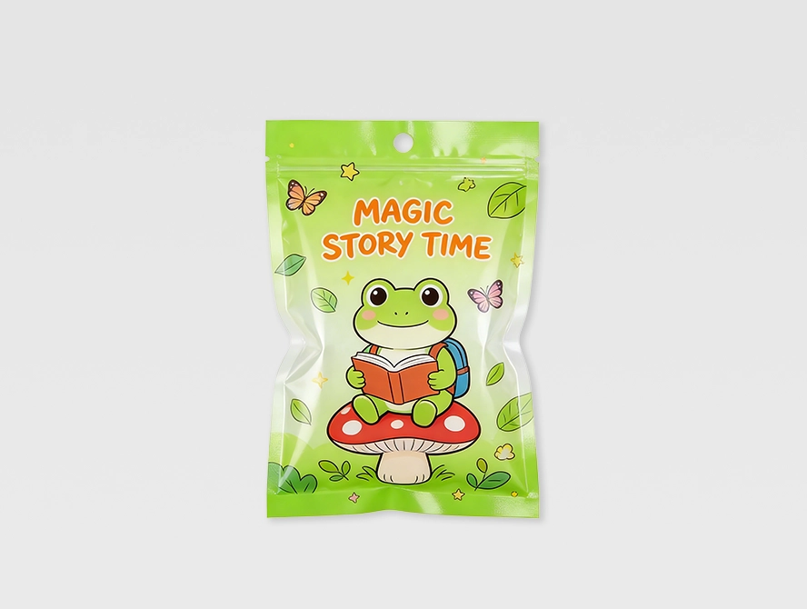 Green frog on mushroom magic garden theme blind bag